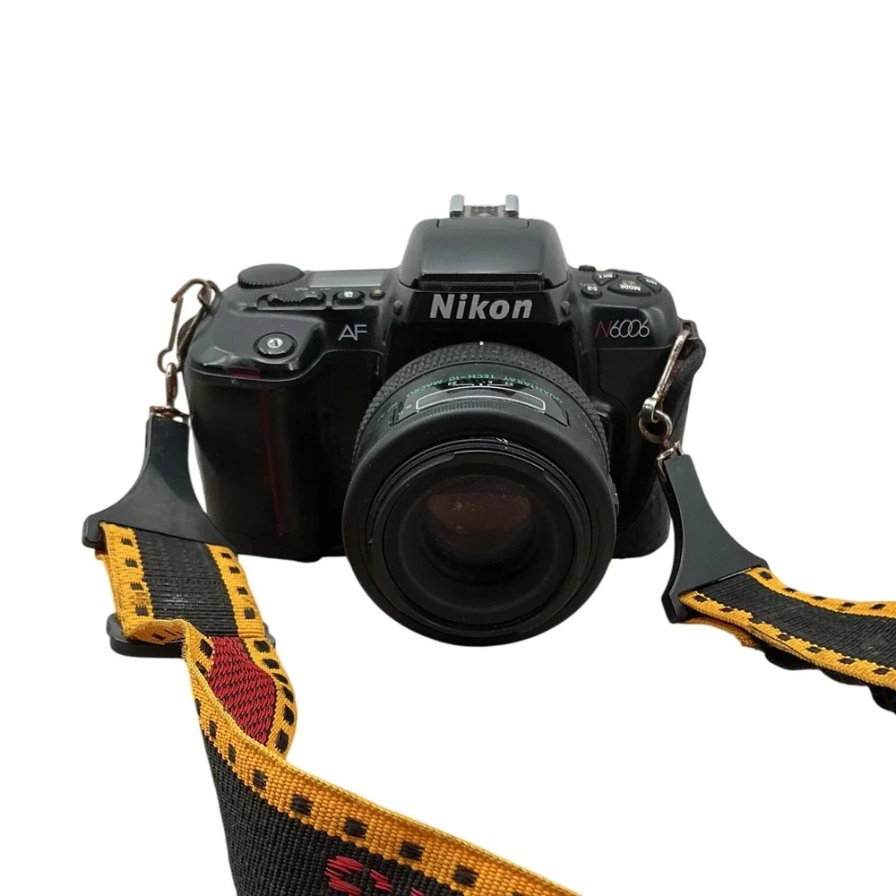Nikon N6006 AF 35mm SLR Film Camera Quantaray 90mm f2.8 Macro Lens Kodak Strap